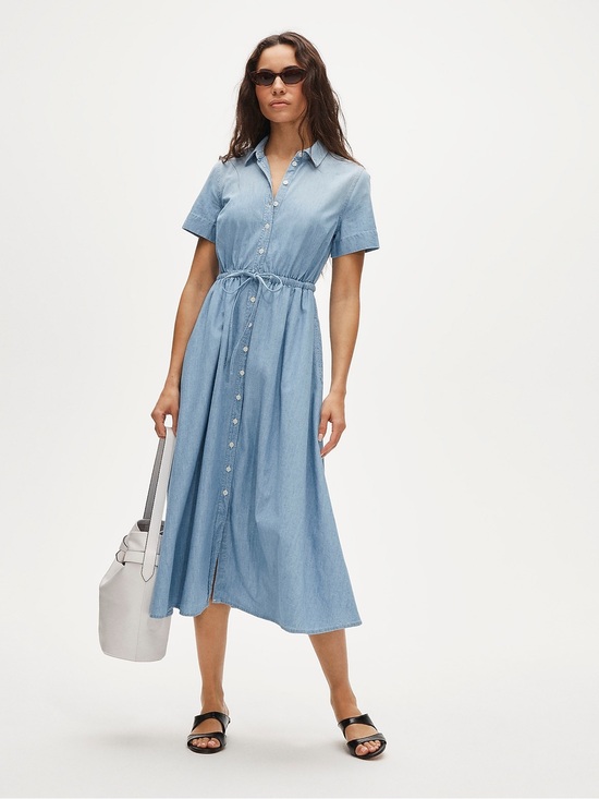 J. Crew Dresses & Skirts - NWT J Crew  Cerise Shirt-Dress Midi Chambray 8